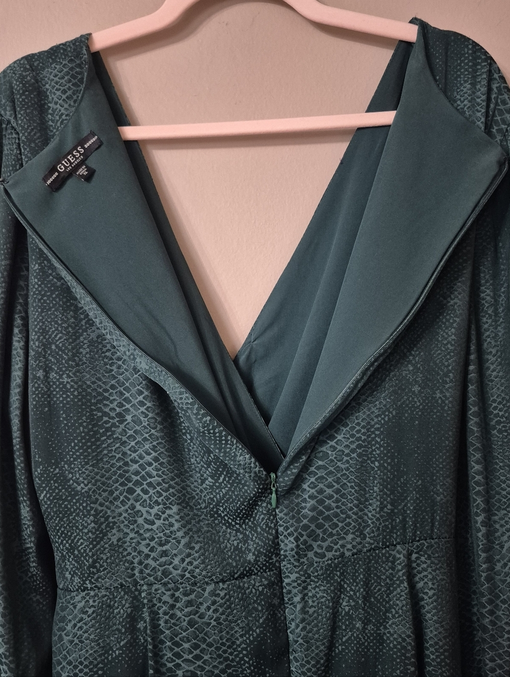 NWT Guess Wrap-Style Teal Faux Snakeskin Dress - Picture 12 of 13